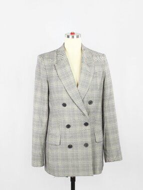 Aritzia BABATON Samuel Grey Glen Check Double Breasted Blazer Jacket, Size 2